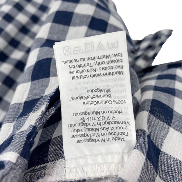 J.CREW Button Up Shirt Womens Medium Navy White Checked 100% Cotton Long Sleeve - Picture 12 of 16